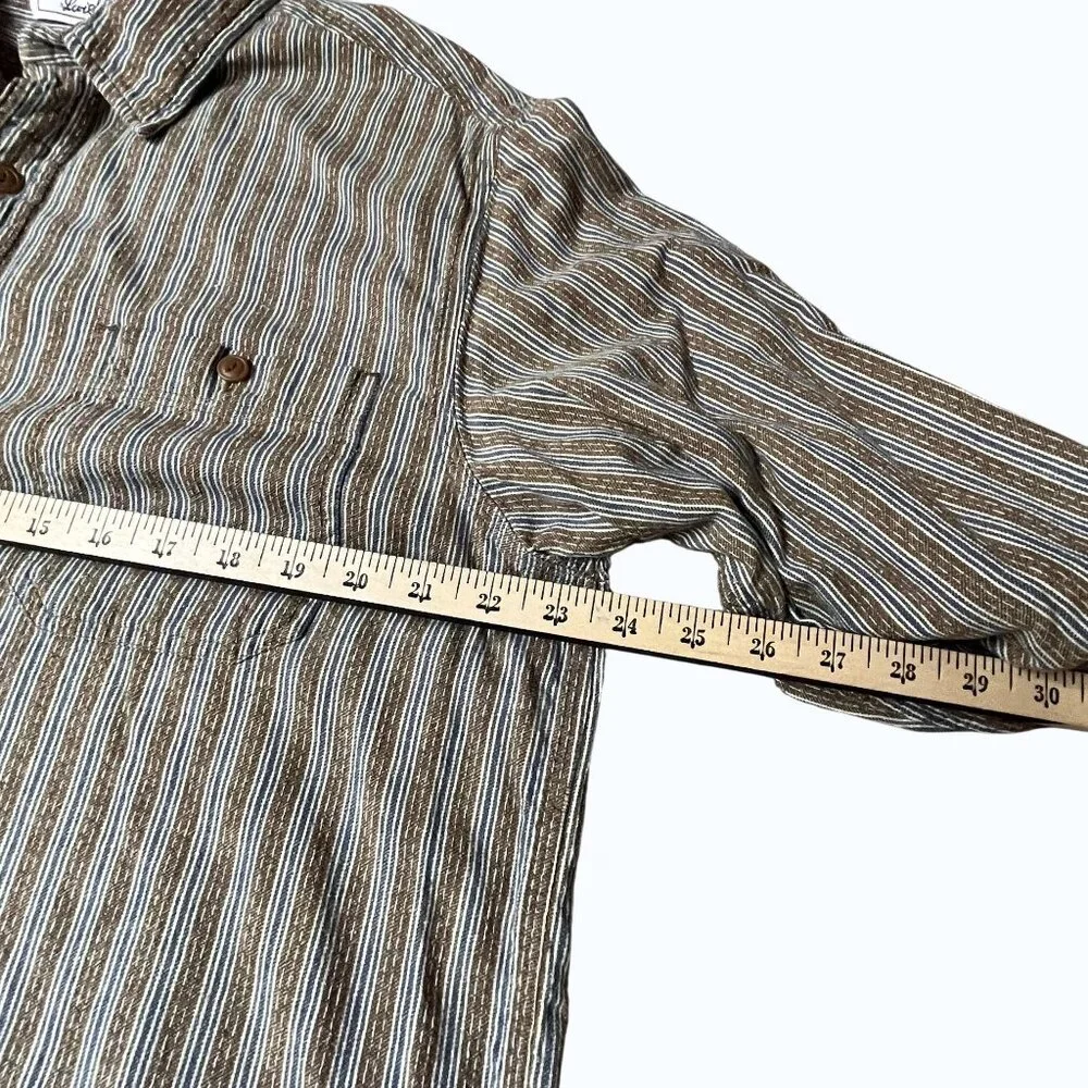 Levis Brown & Blue Striped Button-Up Shirt‎ L 100% Cotton Mens Western Workwear